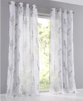 Vorhang Gardine Danny weiß taupe mit Ösen