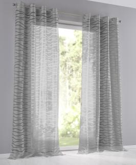 Grauer Vorhang / Ausbrenner Gardine mit Ösen Enya | Höhe 145 cm - 245 cm (1 Stück)