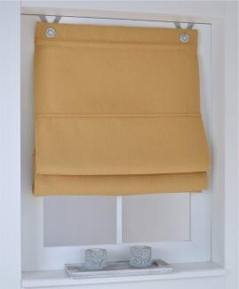 Verdunkelndes Raffrollo / Ösenrollo Dimout curry nach Maß - blickdicht und isolierend