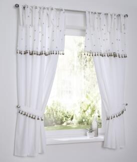 Bestickter Vorhang Honey mit Bindebändern| weiß Höhe 145 cm (1 Stück)