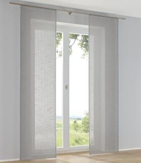 Einfarbiger Schiebevorhang Boston Leinenoptik - Uni Grau (1 Stück)