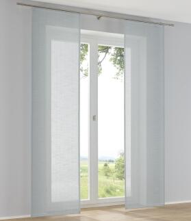 Einfarbiger Schiebevorhang Boston Leinenoptik - Uni Türkis (1 Stück)