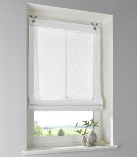 Ösenrollo Brondby weiß mit Edelstahlhaken - Raffrollo für Montage ohne Bohren