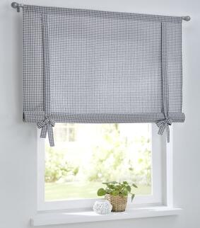 Raffgardine Cottage grau weiß Rollgardine Binderollo