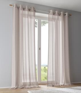 Halbtransparenter Vorhang Vinola beige moderne Netzoptik - Höhe 145 bis 245 cm (1 Stück)