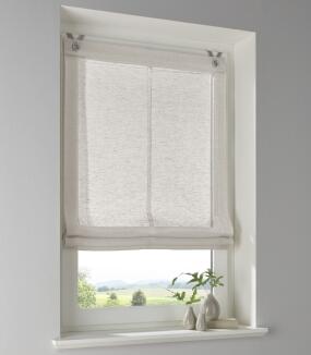 Ösenrollo Brondby taupe mit Edelstahlhaken - Raffrollo für Montage ohne Bohren