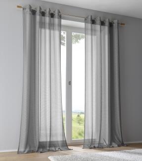 Halbtransparenter Vorhang Vinola grau moderne Netzoptik - Höhe 145 bis 245 cm (1 Stück)