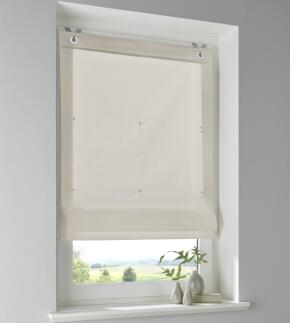 Naturfarbenes Raffrollo Stig mit Ösen - Montage ohne Bohren - Breite 45 - 100 cm