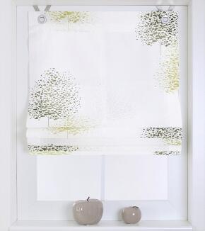 Raffrollo nach Maß Bellinda weiß grün | Ösenrollo mit Fensterhaken