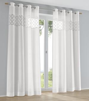 Weißer Ösenvorhang Jessy halbtransparent | Dekorative 30 cm Ausbrenner-Designblende (1 Stück)