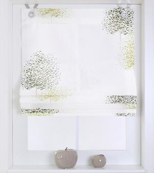 Raffrollo nach Maß Bellinda weiß grün | Ösenrollo mit Fensterhaken