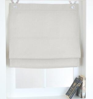 Blickdichtes Raffrollo / Ösenrollo Dimout weiß-grau nach Maß - isolierend gegen Hizte und Kälte