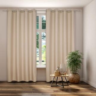 Vorhang Verdunkelung Ösenschal Thermo Dimout | creme - Höhe 145 cm - 245 cm (1 Stück)