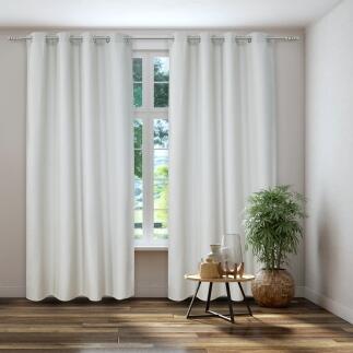 Vorhang Dimout weiss grau blickdicht