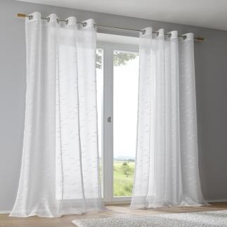 Weißer Vorhang Gardine Seabird Möwen transparent | Höhe 145 cm - 245 cm (1 Stück)