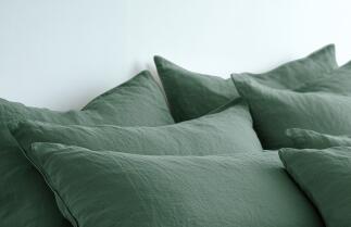 Leinen Bettwäsche - soft Touch Kopfkissen-Bezug Farbe Flaschengrün