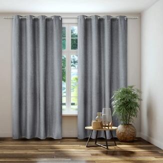 Vorhang Verdunkelung Ösenschal Thermo Dimout | grau - Höhe 145 cm - 245 cm (1 Stück)