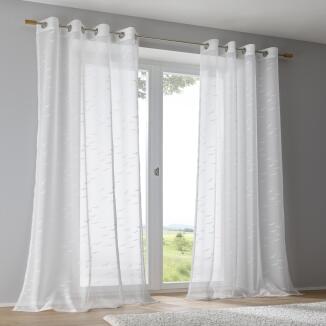 Weißer Vorhang Gardine Seabird Möwen transparent | Höhe 145 cm - 245 cm (1 Stück)