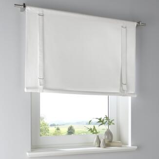 Weiße Rollgardine Tim aus Baumwolle - Raffgardine mit Tunnelzug
