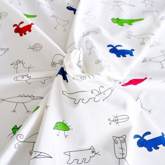 Kinderstoff Lasse Tiere Baumwolle bedruckt Meterware 150 cm breit