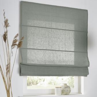 Leinen Raffrollo nach Maß Metis zederngrün Kettenzug
