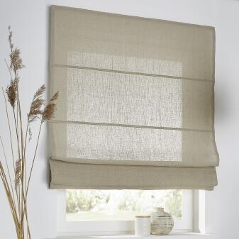 Maßanfertigung Raffrollo Metis Leinen mit Kettenzug - Farbe linen