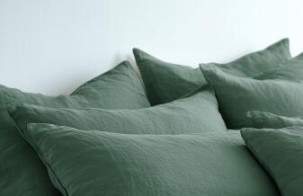 Leinen Bettwäsche - soft Touch Kopfkissen-Bezug Farbe Flaschengrün