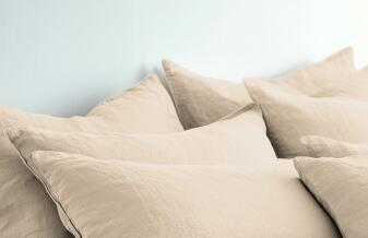 Leinen Bettwäsche - soft Touch Kopfkissen-Bezug Farbe Haferbeige