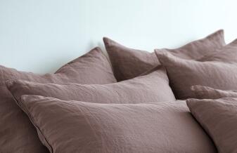 Leinen Bettwäsche - soft Touch Kopfkissen-Bezug Farbe Karamellbraun