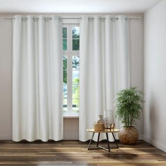 Verdunkelungsvorhang Thermo uni Dimout mit Ösen | weiss-grau – Höhe 145–245 cm (1 Stück) - Vorhang