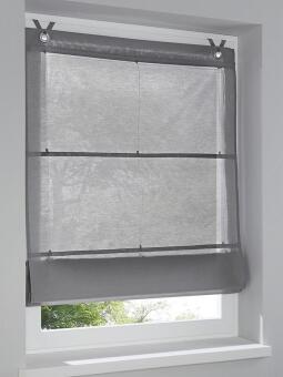 Raffrollo / Ösenrollo Kessy Bessy ohne Bohren | grau - Breite 45 - 100 cm -