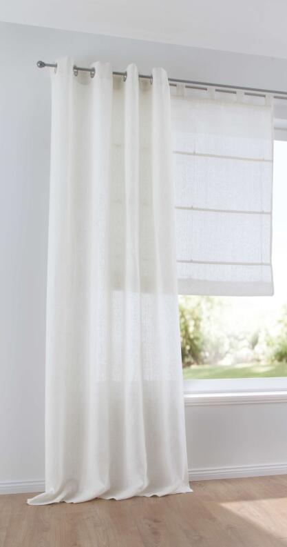 Leinenrollo Metis mit Schlaufen creme