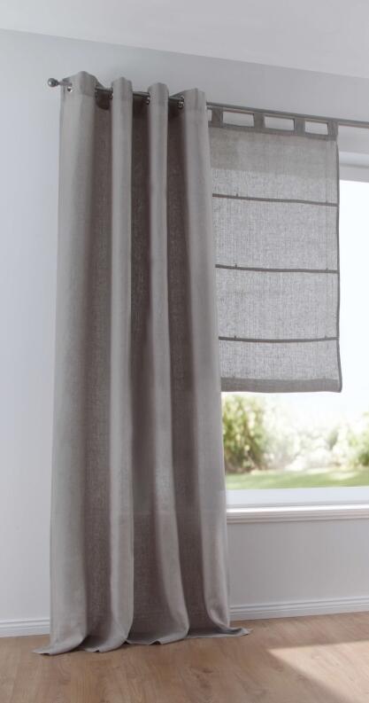 Maßanfertigung Raffrollo Leinen grau