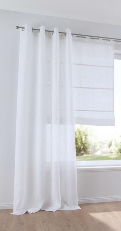 weisses Leinenrollo mit Schlaufen tenda a pacchetto lino