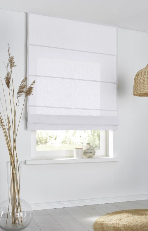 Leinenrollo Metis weiß nach Maß Deckenmontage