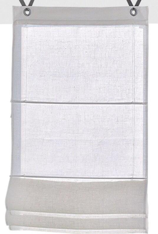 Raffrollo / Ösenrollo Metis Leinen ohne Bohren | weiß - Breite 45 - 100 cm