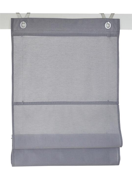 Raffrollo nach Maß Kessy Bessy grau mit Ösen halbtransparent
