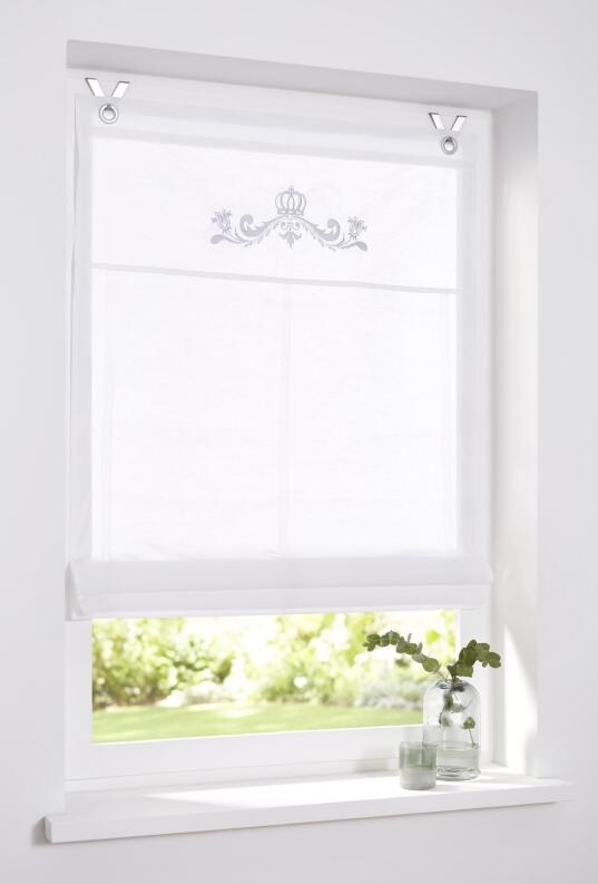 Raffrollo Ösenrollo Kessy Krone Stickerei