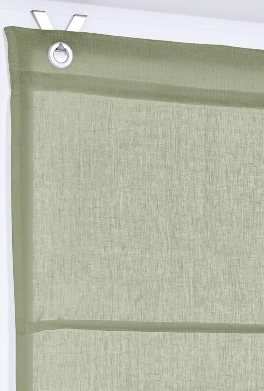 Raffrollo Metis olivgrün Ösen und Fensterhaken