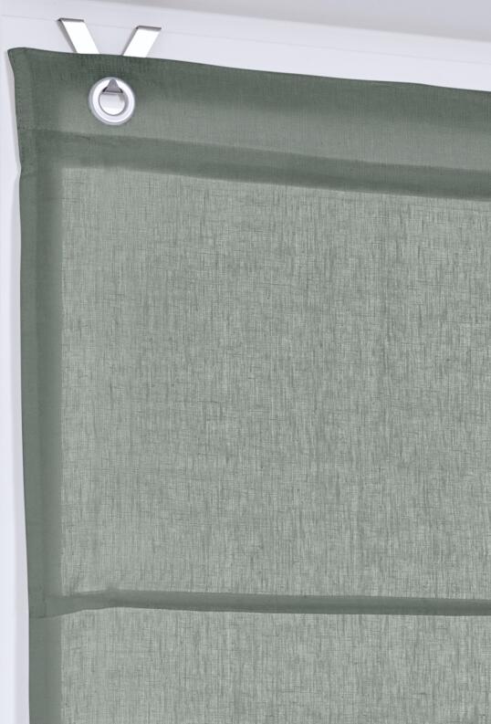 Leinenrollo Metius zederngrün mit Ösenaufhängung
