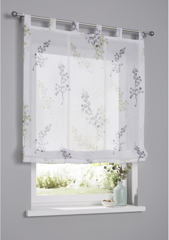 Raffrollo mit Schlaufen Danny weiß grün halbtransparent