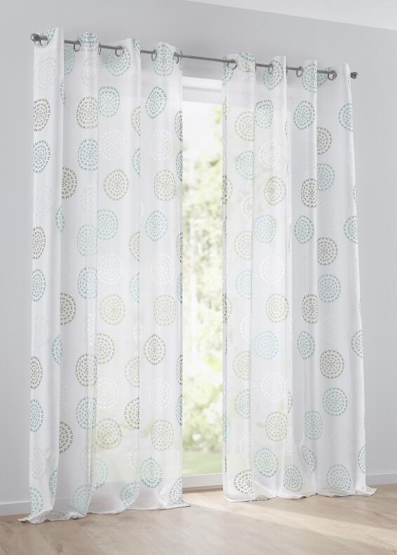 Bella weiß türkis Vorhang Gardine mit Ösen