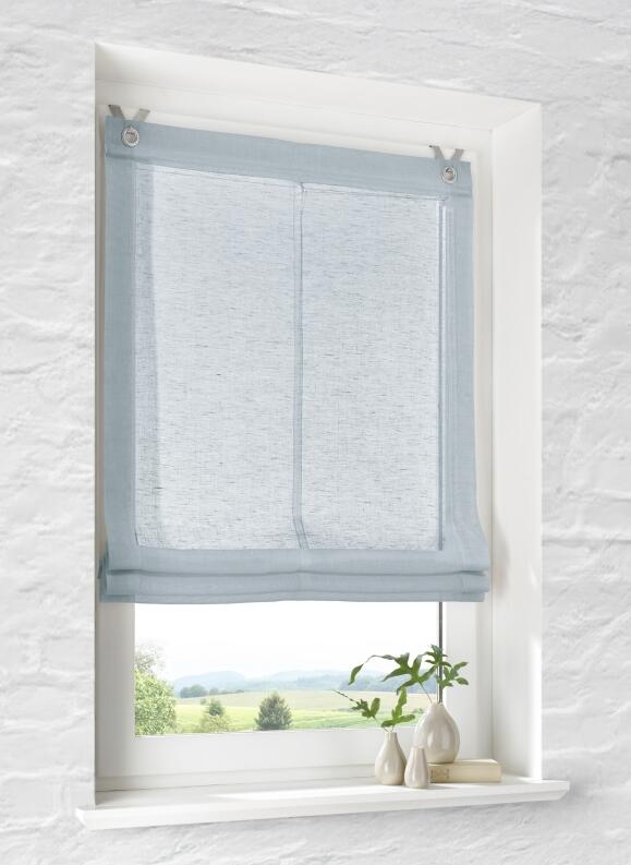 Raffrollo Brondby hellblau mit Ösen und Haken