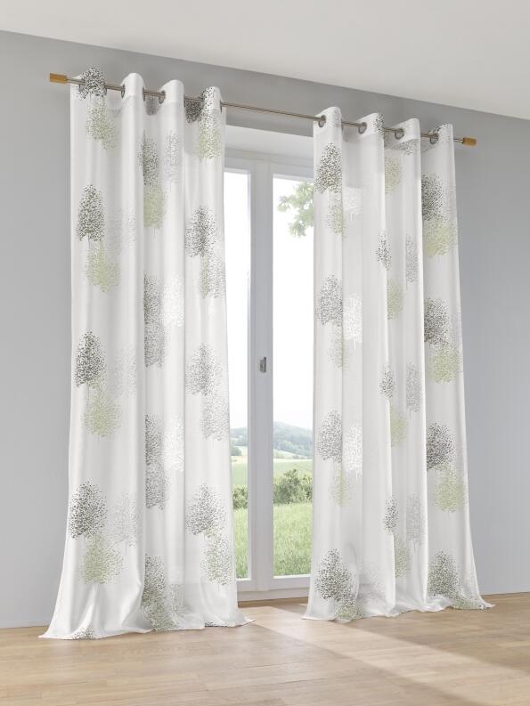 Bellinda weiß grün Gardine Vorhang Ösen Ausbrenner