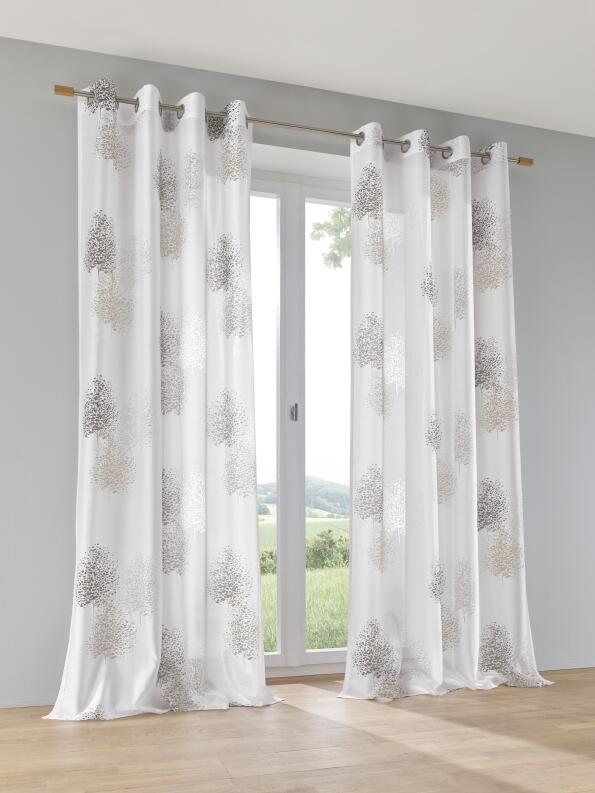 Vorhang Bellinda taupe weiss halbtransparent