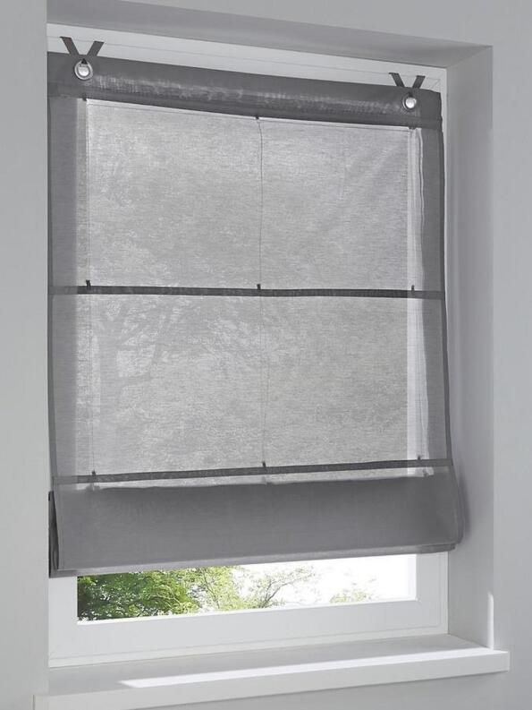 Raffrollo nach Maß Kessy Bessy grau mit Ösen