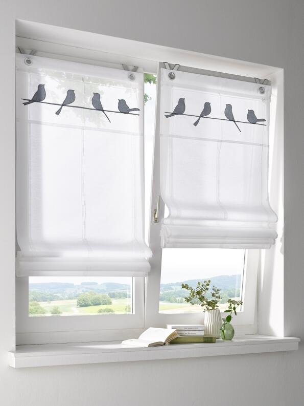 Raffrollo Doppelfenster Gravelot grau