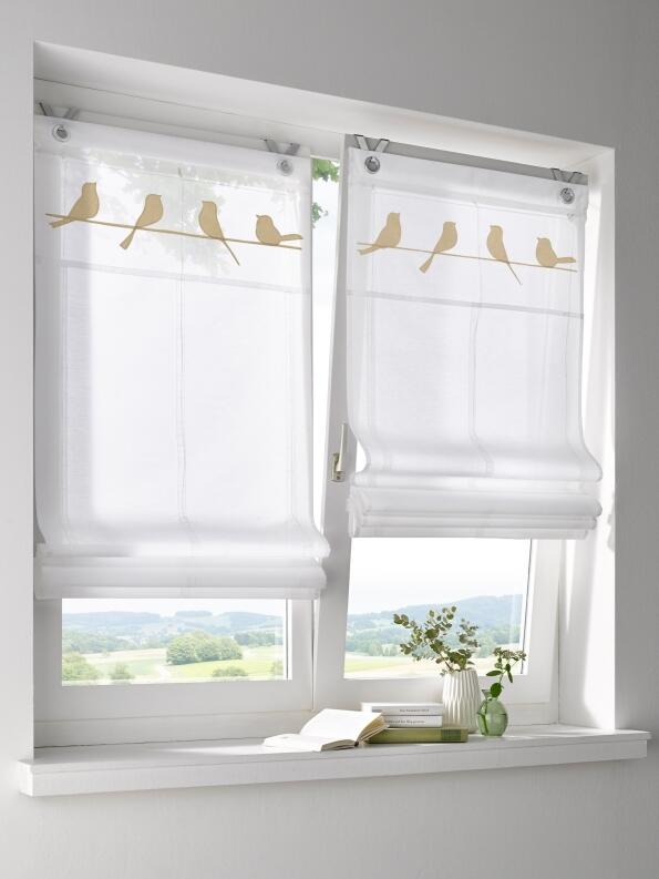 Raffrollo Doppelfenster Gravelot natur beige
