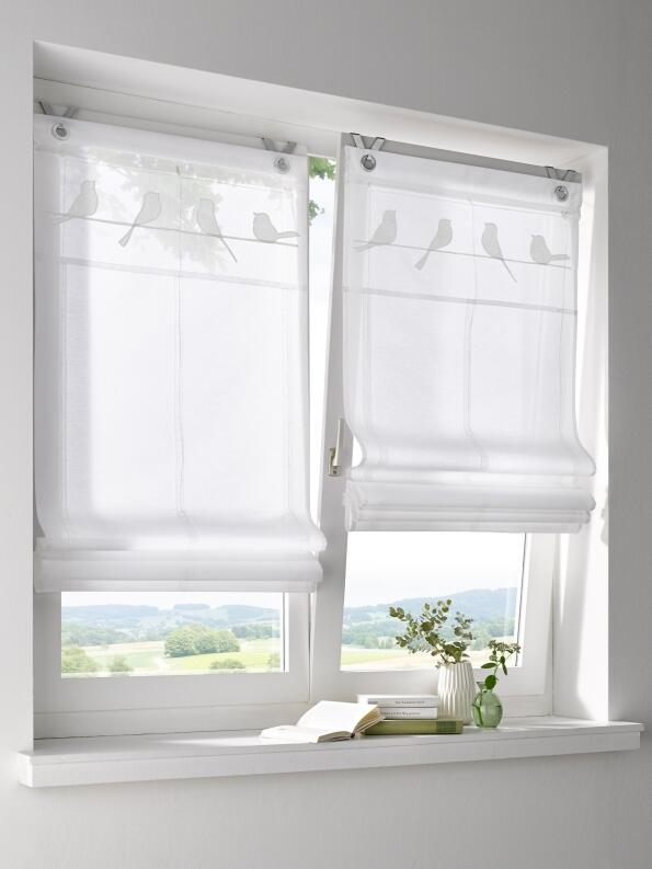 Raffrollo Doppelfenster Gravelot weiß