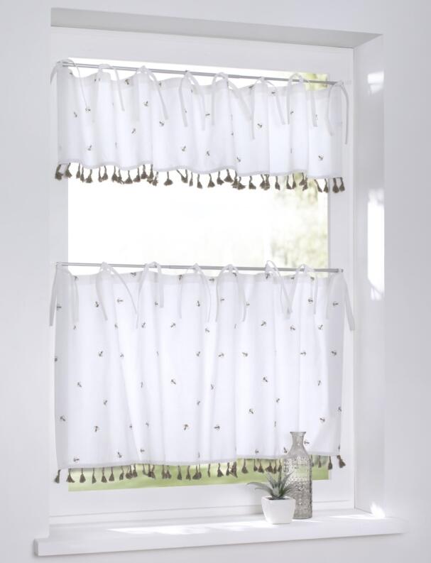 Scheibengardine Panneau Honey Biene bestickt